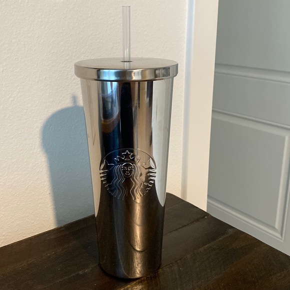Shiny Metal Starbucks Cold Cup - Picture 1 of 3